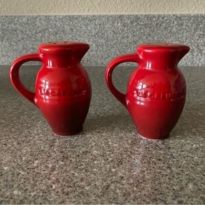 Le Creuset “Cerise” Jug Red Salt and Pepper Shakers